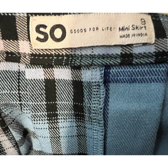 So...  Blue Plaid Pleated Mid Thigh Mini Skirt  Sz 9  NWOT High Waist  Punk  Y2K - Picture 4 of 6